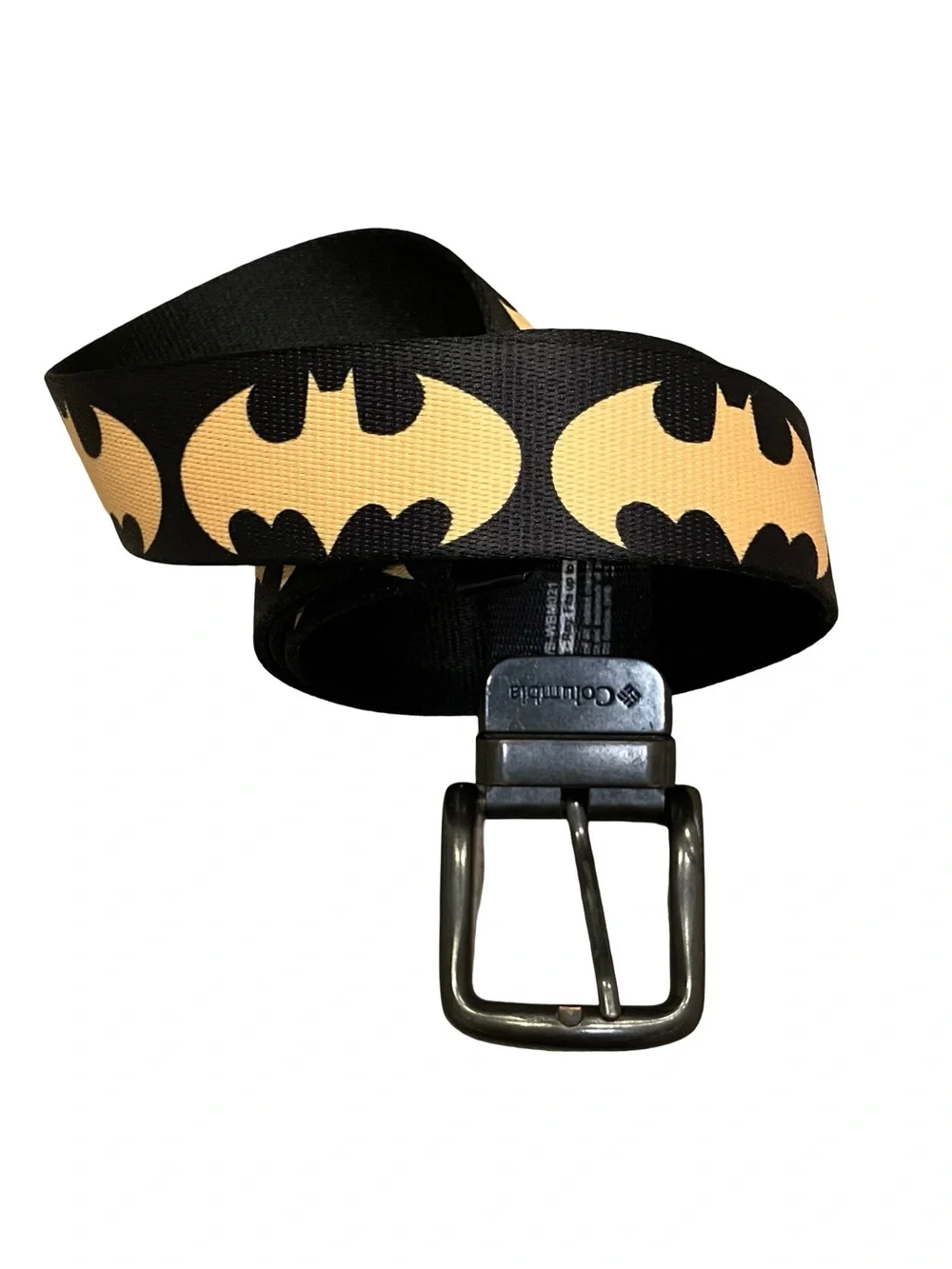 Batman Bat Signal Belt Black Yellow w/Columbia Sportwear Buckle READ